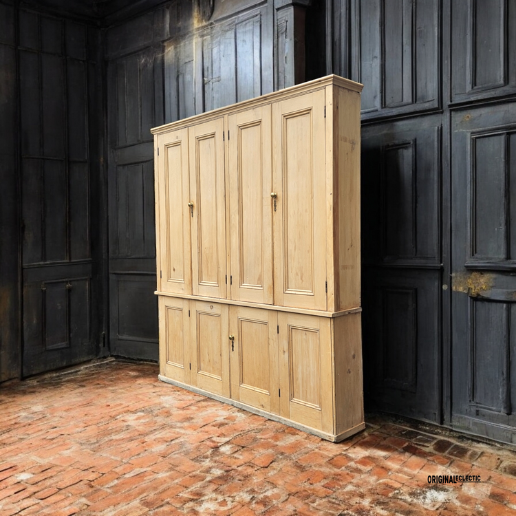 Huge English Victorian Pine Housekeepers Estate Cupboard