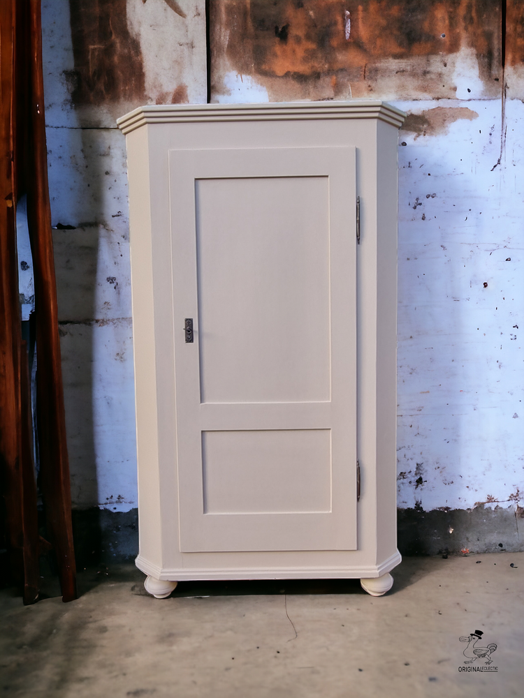 Antique French Old Pine Armoire Cupboard Distressed Paint Farrow and Ball Setting Plaster