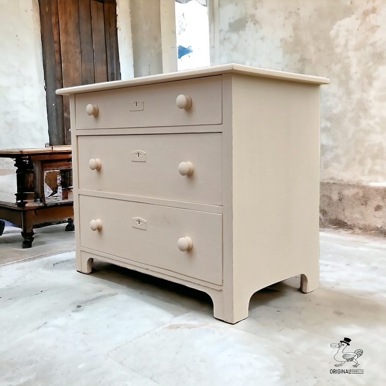 Antique Pine Chest Of Drawers Farrow and Ball Setting Plaster Pink