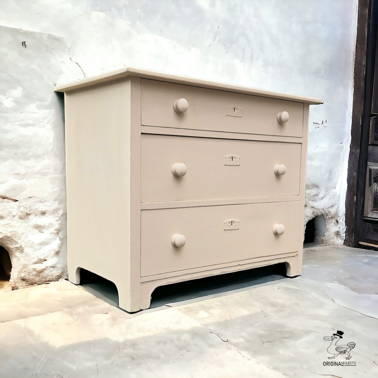 Antique Pine Chest Of Drawers Farrow and Ball Setting Plaster Pink