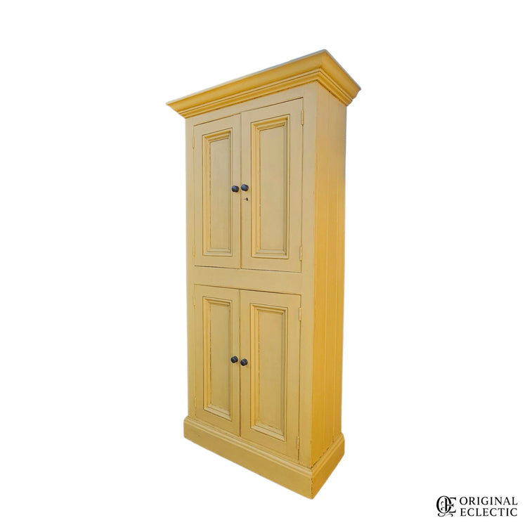 Tall slim antique housekeepers school Cupboard mustard yellow