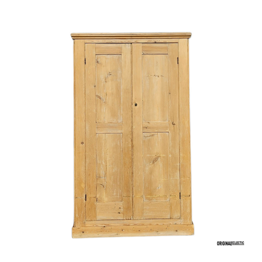 Large Victorian pine housekeepers linen cupboard