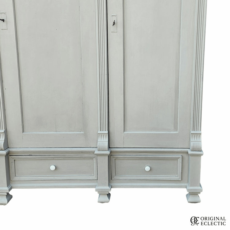 Quality large triple antique pine wardrobe