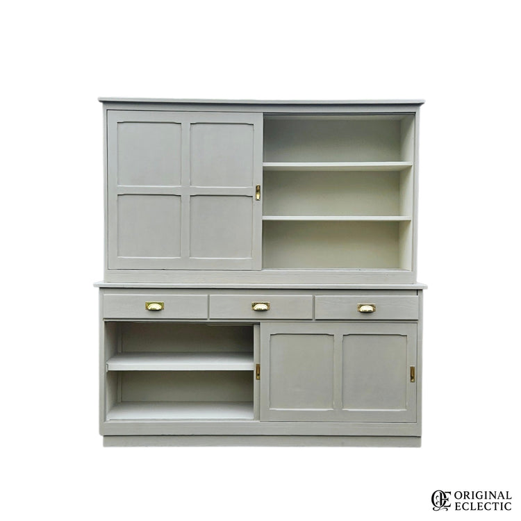 Quality Huge antique pine housekeepers estate school cupboard