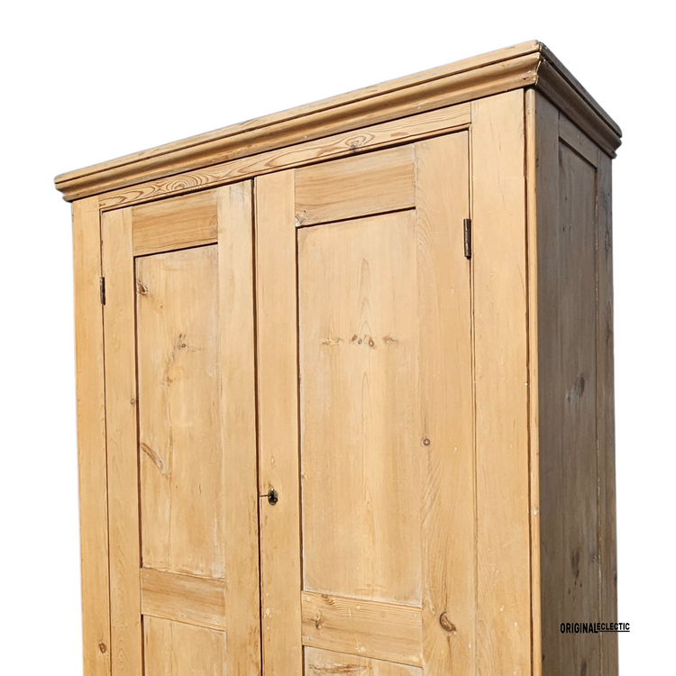 Large Victorian pine housekeepers linen cupboard