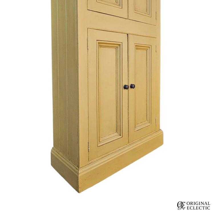 Tall slim antique housekeepers school Cupboard mustard yellow