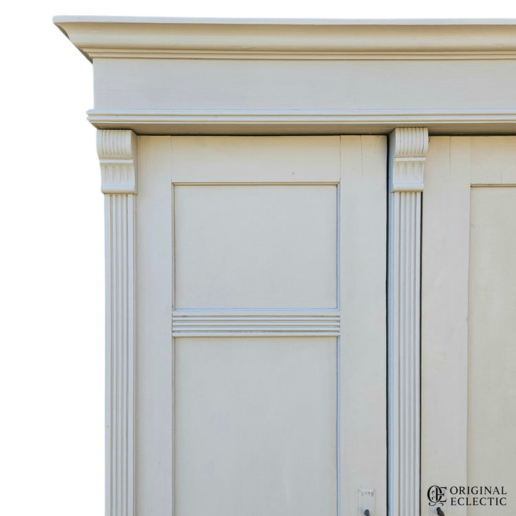 Quality large triple antique pine wardrobe