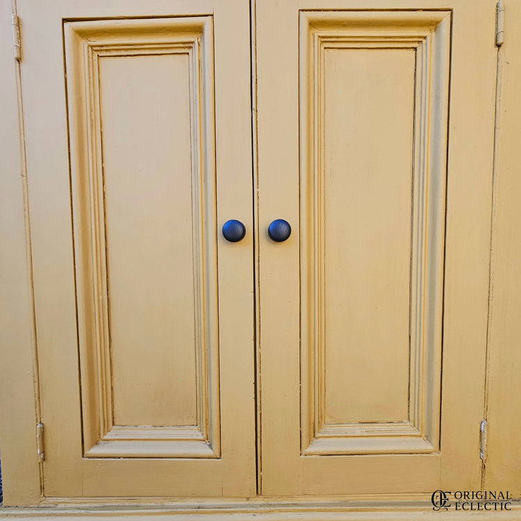 Tall slim antique housekeepers school Cupboard mustard yellow