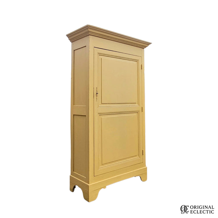 French antique pine armoire Linen Cupboard Mustard yellow