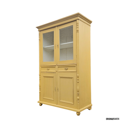 Antique housekeepers display cupboard with drawers