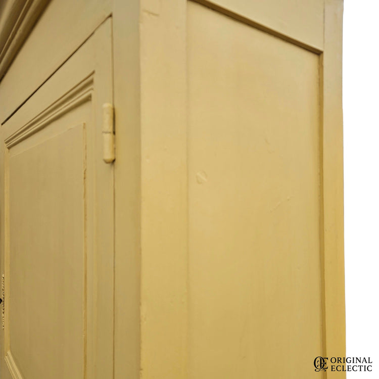 French antique pine armoire Linen Cupboard Mustard yellow