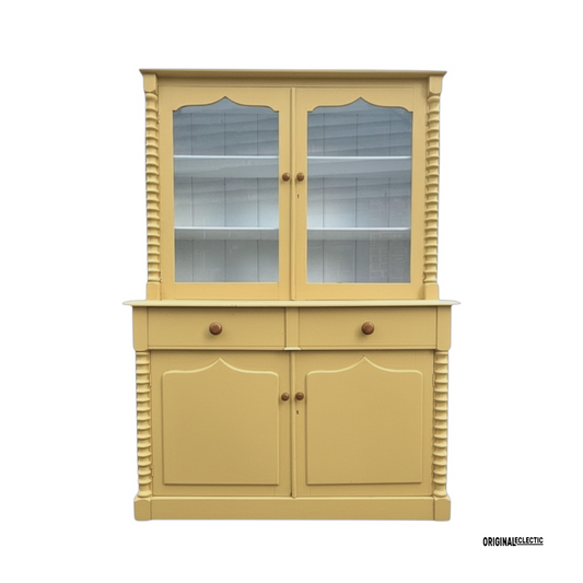 Victorian Cornish pine dresser Mustard Yellow bobbin columns