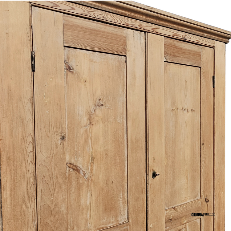 Large Victorian pine housekeepers linen cupboard