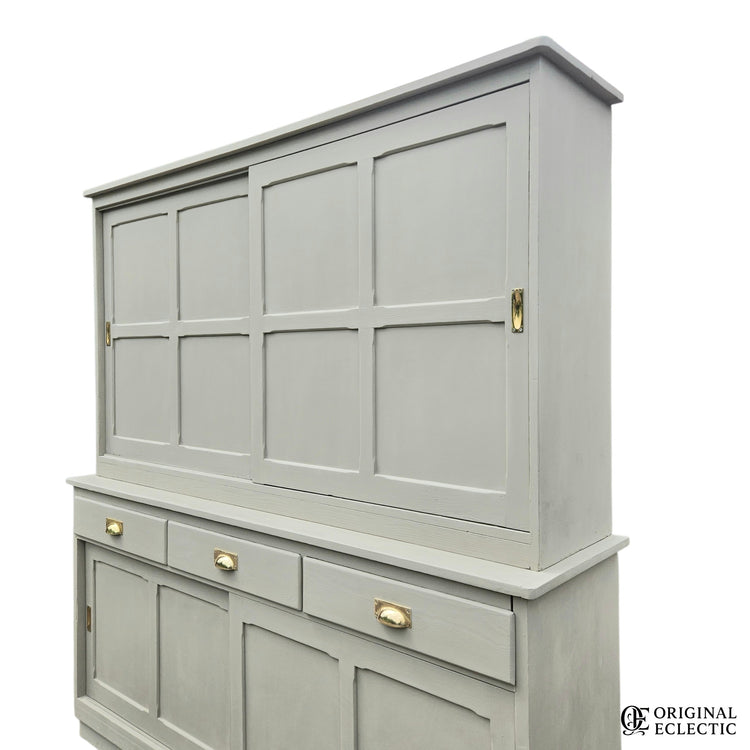 Quality Huge antique pine housekeepers estate school cupboard