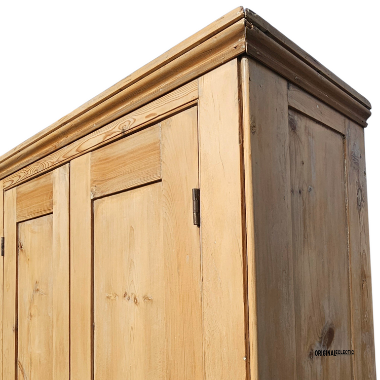 Large Victorian pine housekeepers linen cupboard