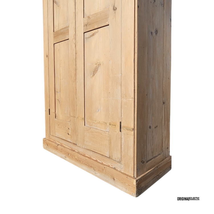 Large Victorian pine housekeepers linen cupboard