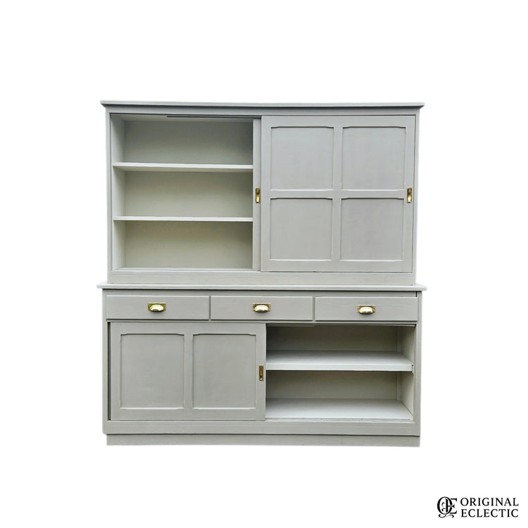 Quality Huge antique pine housekeepers estate school cupboard