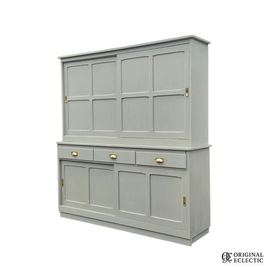 Quality Huge antique pine housekeepers estate school cupboard