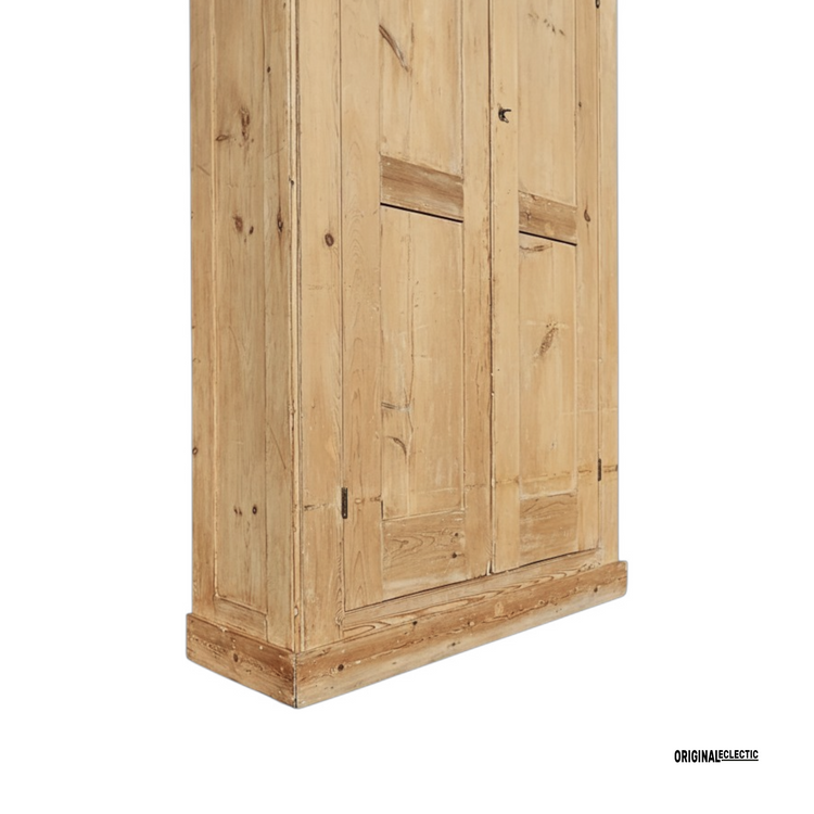 Large Victorian pine housekeepers linen cupboard