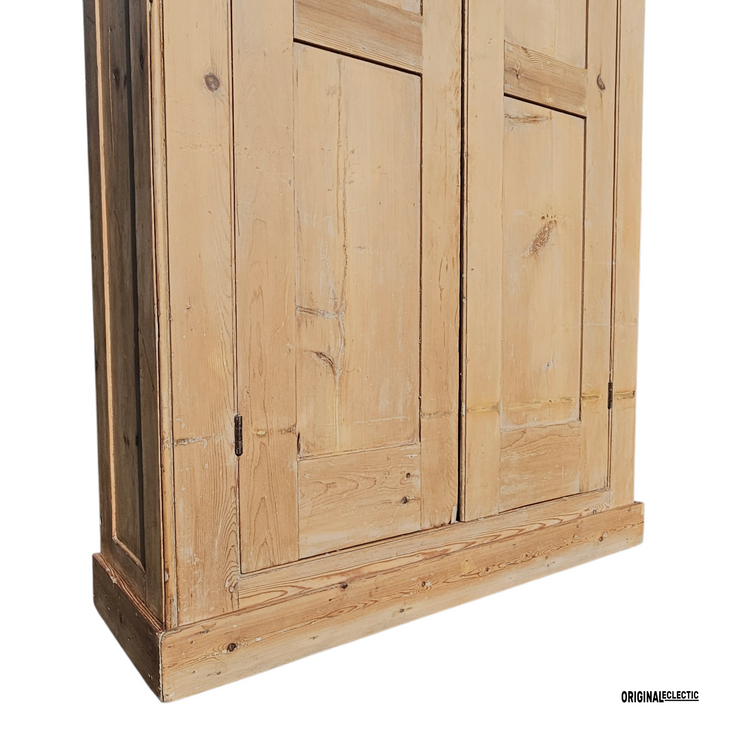 Large Victorian pine housekeepers linen cupboard