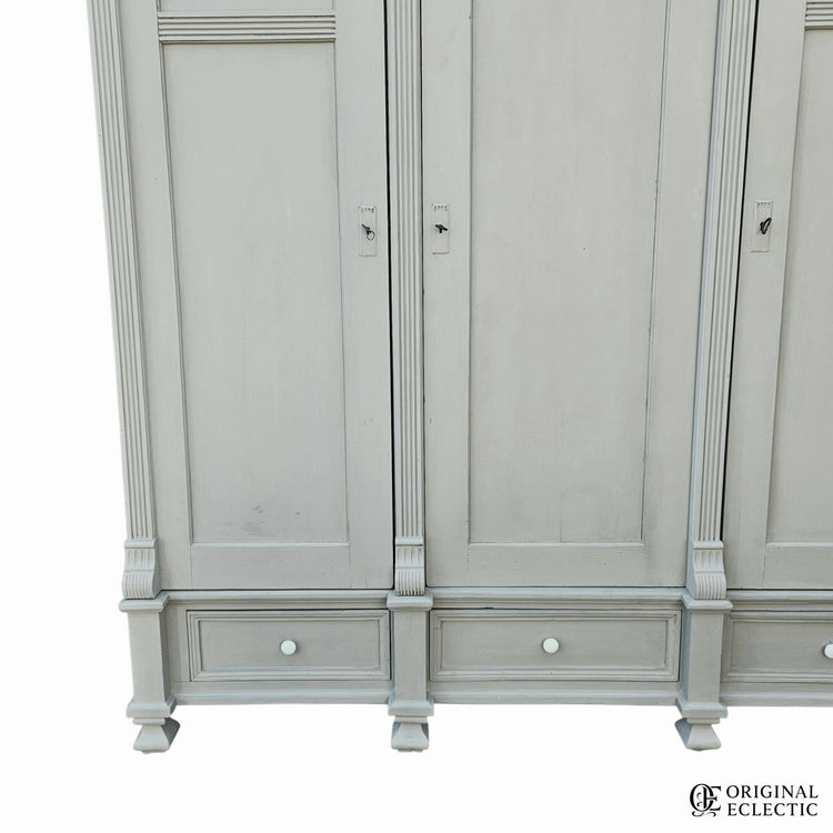 Quality large triple antique pine wardrobe