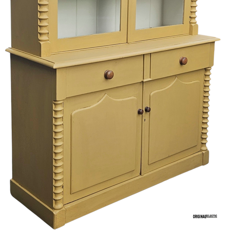Victorian Cornish pine dresser Mustard Yellow bobbin columns