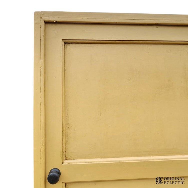 Large mustard yellow antique pine housekeepers cupboard
