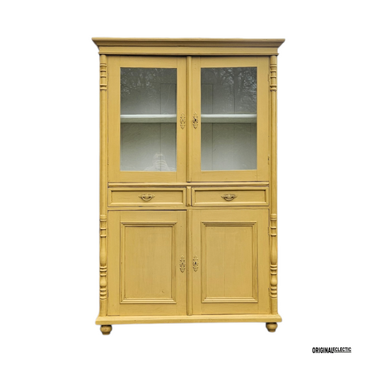 Antique housekeepers display cupboard with drawers