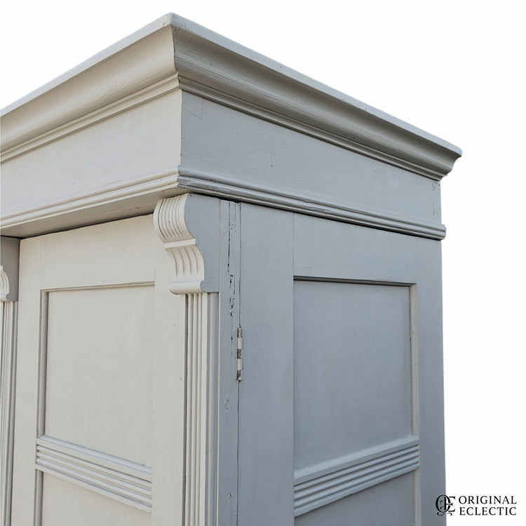 Quality large triple antique pine wardrobe