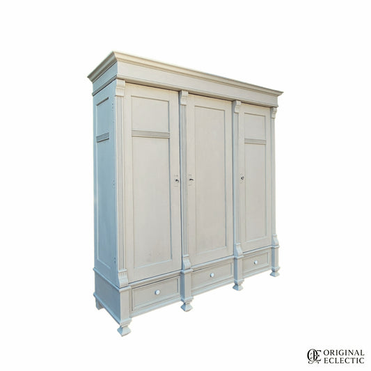 Quality large triple antique pine wardrobe