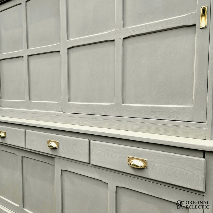Quality Huge antique pine housekeepers estate school cupboard