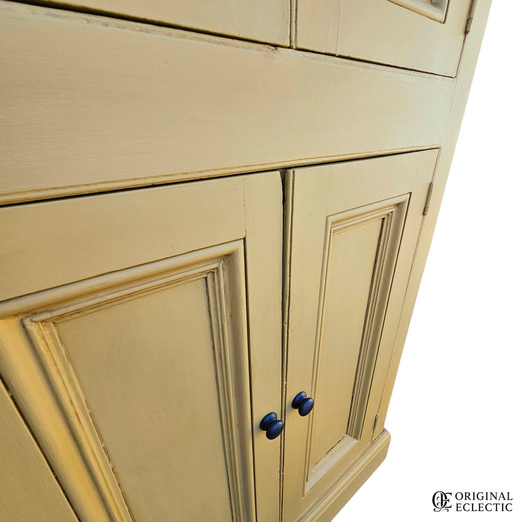 Tall slim antique housekeepers school Cupboard mustard yellow
