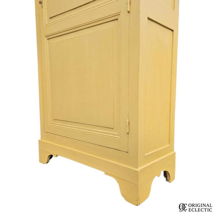 French antique pine armoire Linen Cupboard Mustard yellow