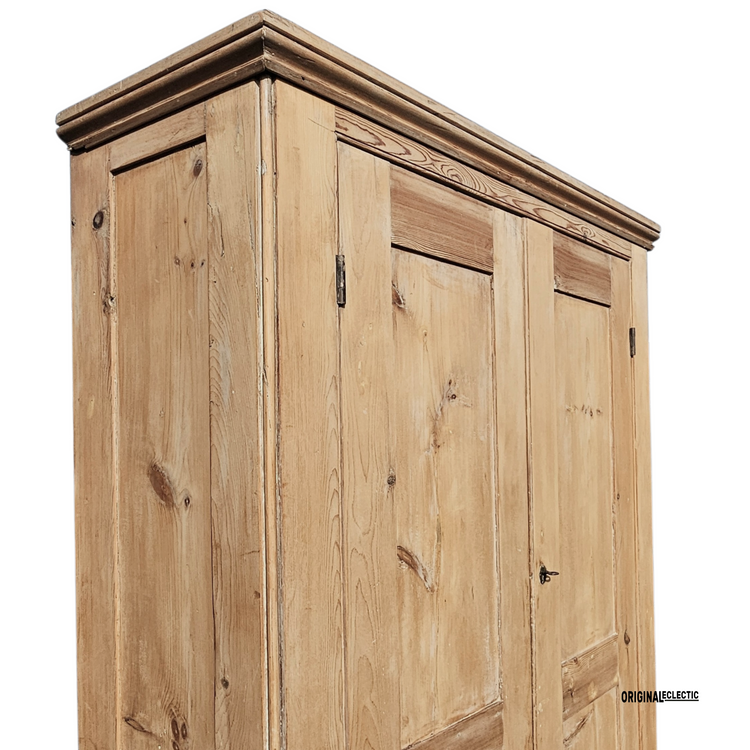 Large Victorian pine housekeepers linen cupboard