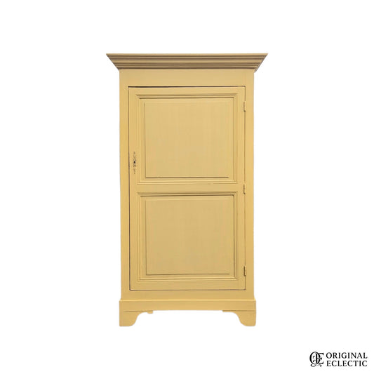 French antique pine armoire Linen Cupboard Mustard yellow