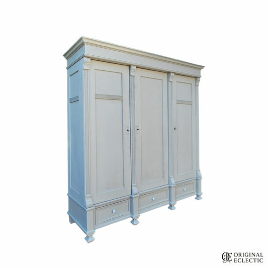 Quality large triple antique pine wardrobe