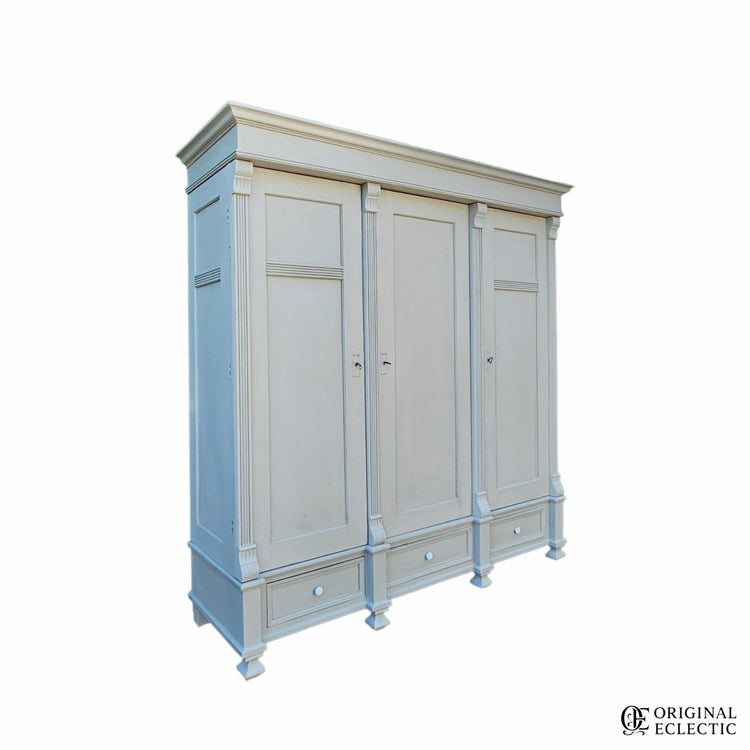 Quality large triple antique pine wardrobe