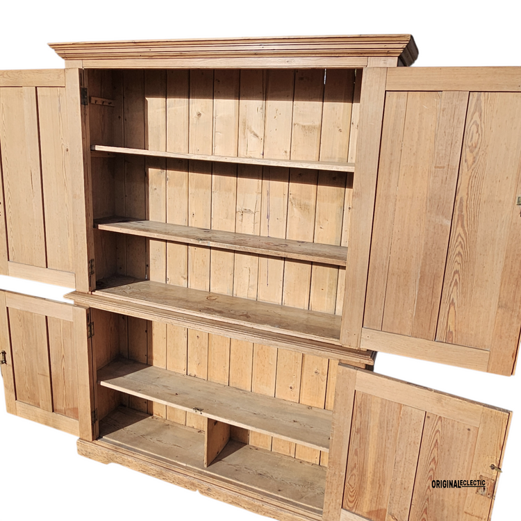 Huge Victorian antique pine housekeepers estate school cupboard