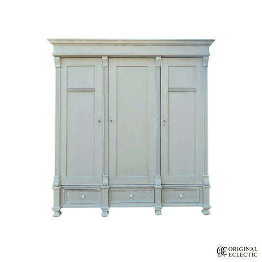 Quality large triple antique pine wardrobe