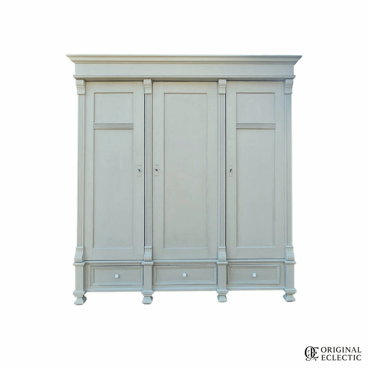 Quality large triple antique pine wardrobe