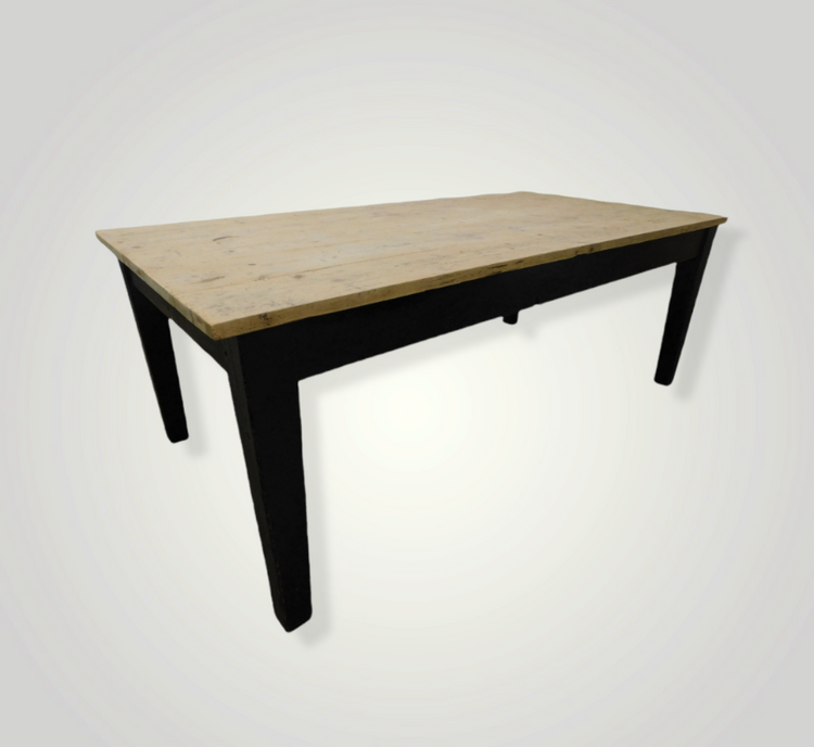 Large Ebonised Victorian stripped pine Estate Farmhouse Table