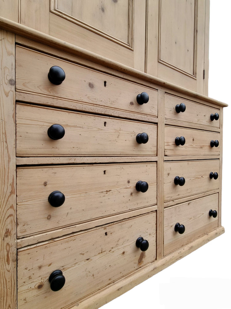 Victorian Stripped Pine Housekeepers Cupboard Linen press Drawers