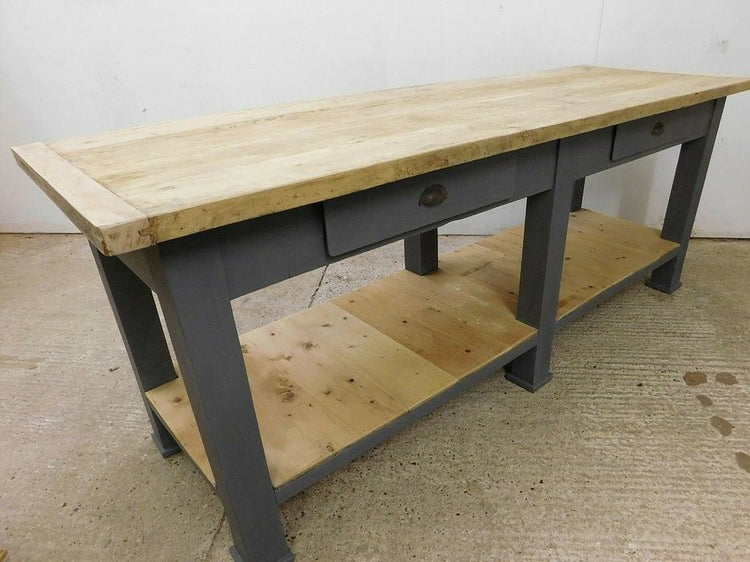 Vintage industrial school workbench table
