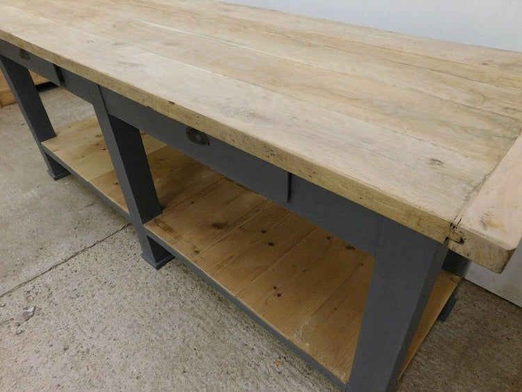 Vintage industrial school workbench table